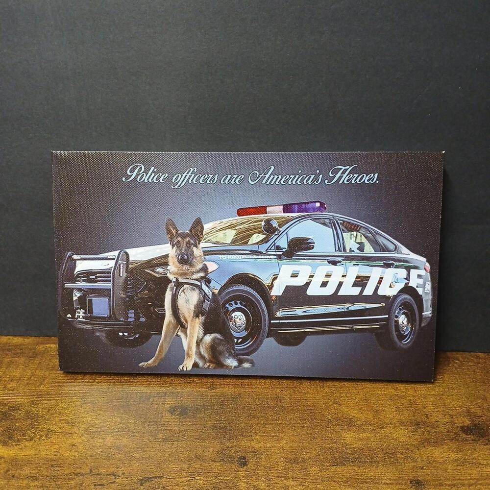 Police Officers Are America's Heroes 10x6" Canvas Home Decor Print w/ Lights
